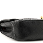 Caviar Quilted Medium Double Flap Black