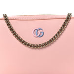 Dollar Calfskin Enamel Super Mini GG Marmont Chain Shoulder Bag Light Pink Blue