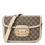 GG Supreme Monogram Horsebit 1955 Shoulder Bag Beige Mystic White