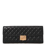 Metallic Aged Calfskin Quilted Paris Hamburg Clutch Black