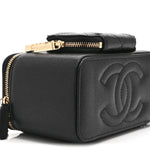 Caviar Quilted Top Handle Pocket Vanity Case Black
