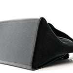 Drummed Calfskin Suede Medium Trapeze Black