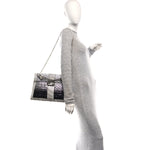 Iridescent Eelskin Maxi Chain Baguette Bag Grey Multicolor