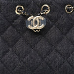 Denim Quilted Mini Chanel 25 Handbag Dark Blue