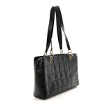 Caviar Stitched Chocolate Bar Shopping Tote Black