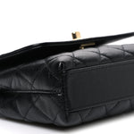 Caviar Quilted Coco Handle Clutch With Chain Black