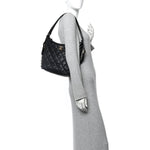 Lambskin Quilted Maxi Hobo Black