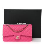 Caviar Quilted Medium Double Flap Dark Pink