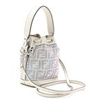 Crystal Vitello Laminato FF Mini Mon Tresor Bucket Bag Crystal Argento