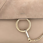 Calfskin Suede Medium Faye Shoulder Bag Motty Grey