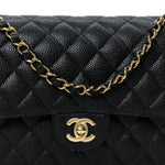 Caviar Quilted Medium Double Flap Black