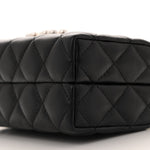 Lambskin Quilted Pearl CC Vanity Case Black
