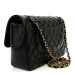 Lambskin Quilted Jumbo Double Flap Black