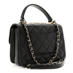 Lambskin Quilted Small Trendy CC Chain Dual Handle Flap Bag Black