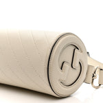 Sakai Be Green Calfskin Diagonal Stitched Mini Blondie Barrel Shoulder Bag Mystic White