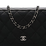 Caviar Quilted Wallet on Chain WOC Black