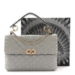 Nappa Medium Rockstud Spike Shoulder Bag Pastel Grey