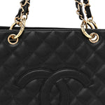 Caviar Quilted Grand Shopping Tote GST Black