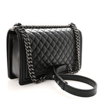 Lambskin Quilted New Medium Boy Flap Black