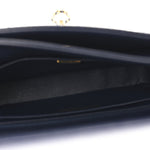 Shiny Caviar Quilted Mini Top Handle Flap Navy Blue