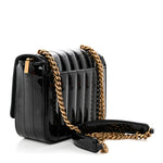 Patent Calfskin Matelasse Monogram Small Vicky Chain Bag Black