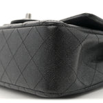 Iridescent Caviar Quilted Mini Rectangular Flap Black