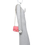 Lambskin Enamel Quilted Pending CC Mini Square Flap Pink