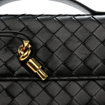 Nappa Intrecciato Long Andiamo Top Handle Clutch Black