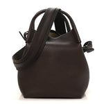 Grained Calfskin Micro Bale Bag Dark Chocolate Licorice