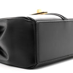 Satinated Calfskin Small 16 Top Handle Bag Black