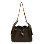 Canvas Quilted Small Chanel 25 Handbag Khaki