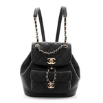 Lambskin Quilted Small Duma Drawstring Backpack Black