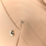 Caviar Chevron Quilted Small Coco Handle Flap Beige