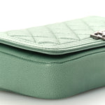 Caviar Quilted Boy Phone Holder Wallet On Chain Green