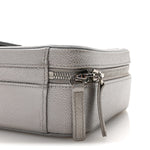 Metallic Caviar Quilted Medium CC Filigree Vanity Case Silver
