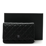 Caviar Quilted Wallet on Chain WOC Black