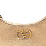 Metallic Grainy Calfskin Mini Vlogo Hobo Bag Gold