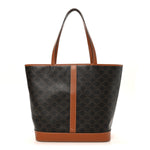 Triomphe Canvas Calfskin Medium Cabas Bag Tan