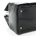 Glazed Calfskin Quilted Perfect Edge Tote Black