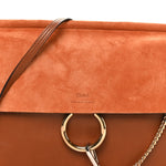 Suede Calfskin Medium Faye Shoulder Bag Tobacco