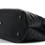 Calfskin Y Quilted Monogram Monochrome Large Loulou Chain Satchel Black