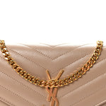 Grain De Poudre Matelasse Chevron Monogram Chain Wallet Dark Beige