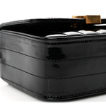 Patent Calfskin Matelasse Monogram Small Vicky Chain Bag Black