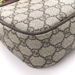 GG Supreme Monogram Textured Dollar Calfskin Web Small Ophidia GG Handbag Beige Ebony New Acero