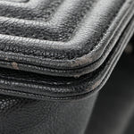 Caviar Quilted Medium Boy Flap Dark Grey
