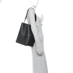 Soft Grained Calfskin Sangle Bucket Bag Black