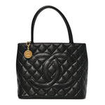 Caviar Quilted Medallion Tote Black