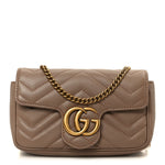 Calfskin Matelasse Super Mini GG Marmont Shoulder Bag Porcelain Rose
