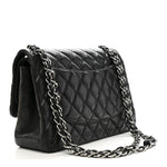 Lambskin Quilted Jumbo Double Flap Black
