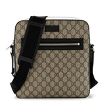 GG Supreme Monogram Flat Messenger Bag Beige Black New Acero